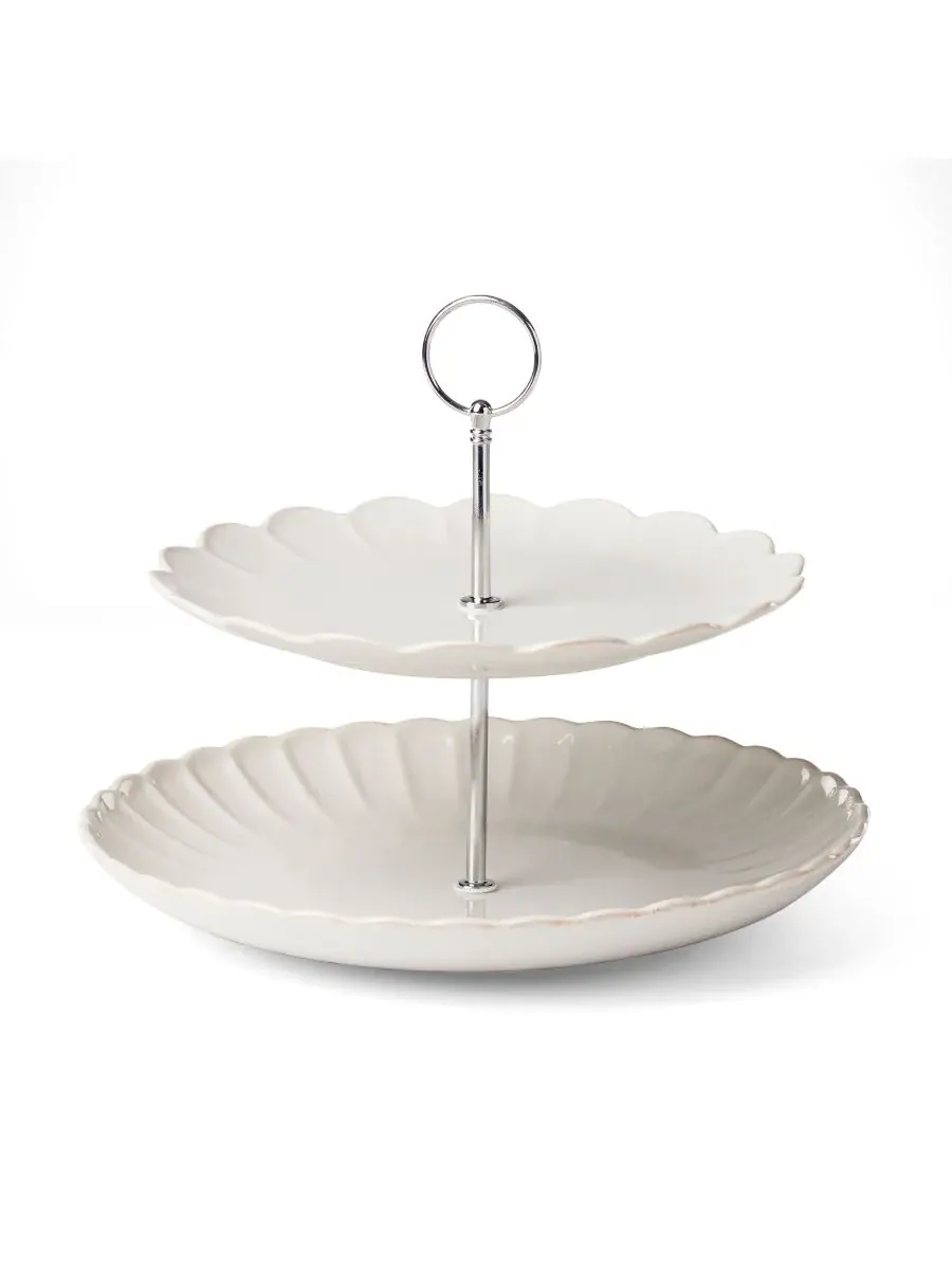 Двухъярусная сервировочная тарелка French Perle Scallop Lenox