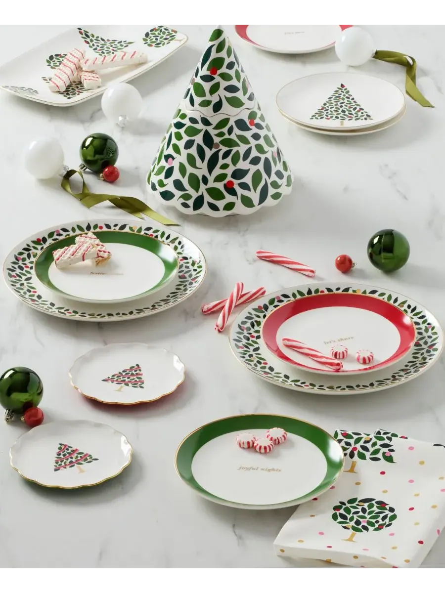 Набор из 4 декоративных тарелок Kate Spade Evergreen Rim Accent Plates Kate Spade New York — изображение 2 из 6, белый