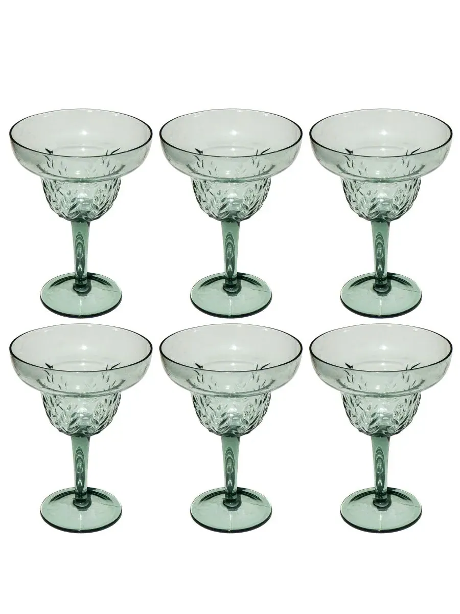 Набор из 6 акриловых бокалов для маргариты с тиснением, листья Abode Homewares — изображение 1 из 4, шалфейный