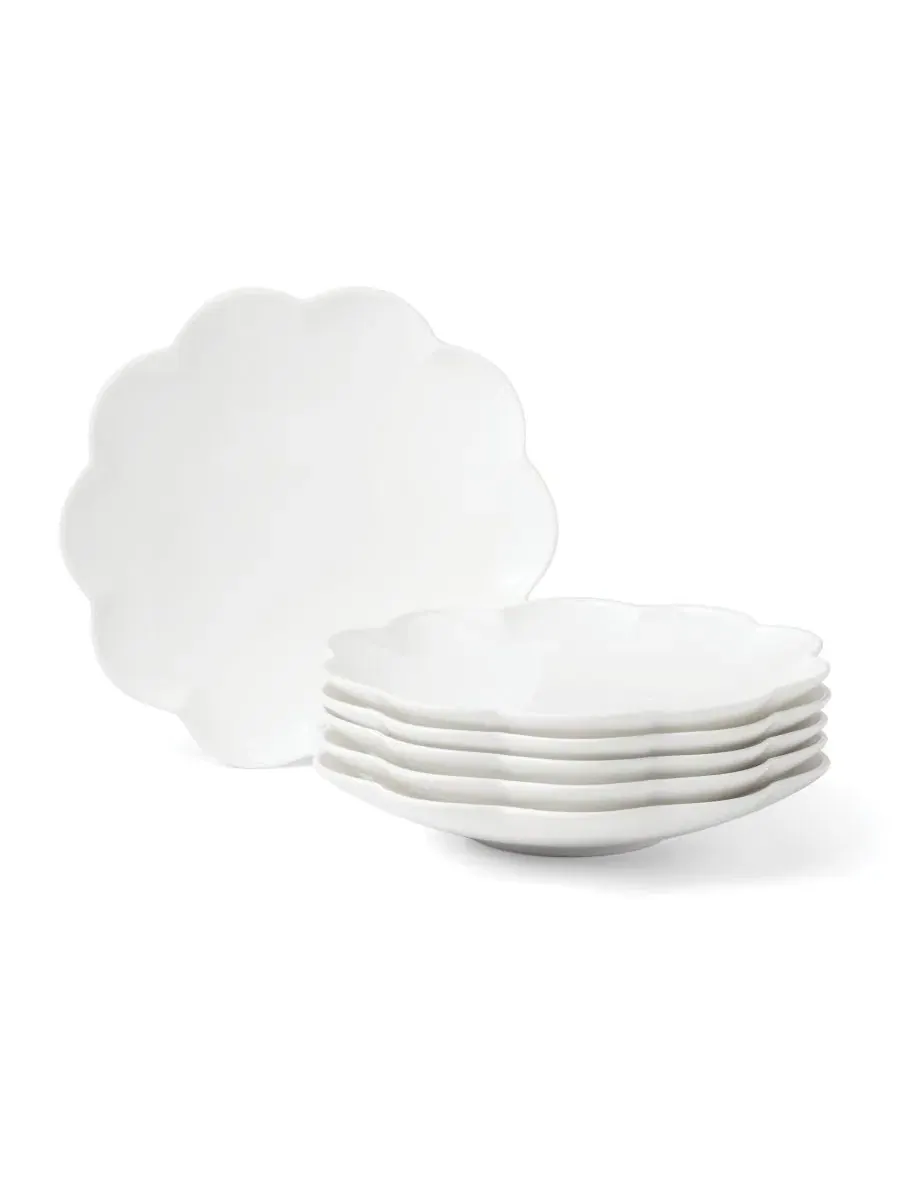 Набор тарелок для закусок Lenox Studio 1414, Bone China, Scallop, 6 шт — изображение 1 из 3, белый