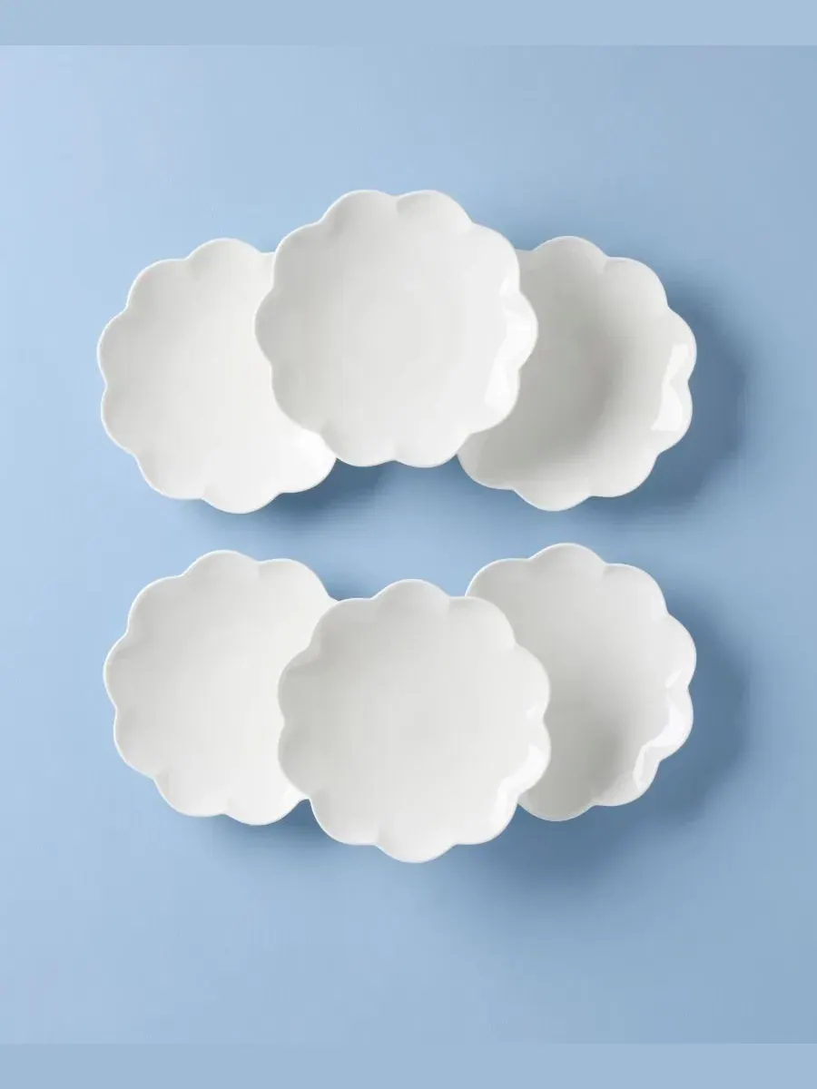 Набор тарелок для закусок Lenox Studio 1414, Bone China, Scallop, 6 шт — изображение 2 из 3, белый