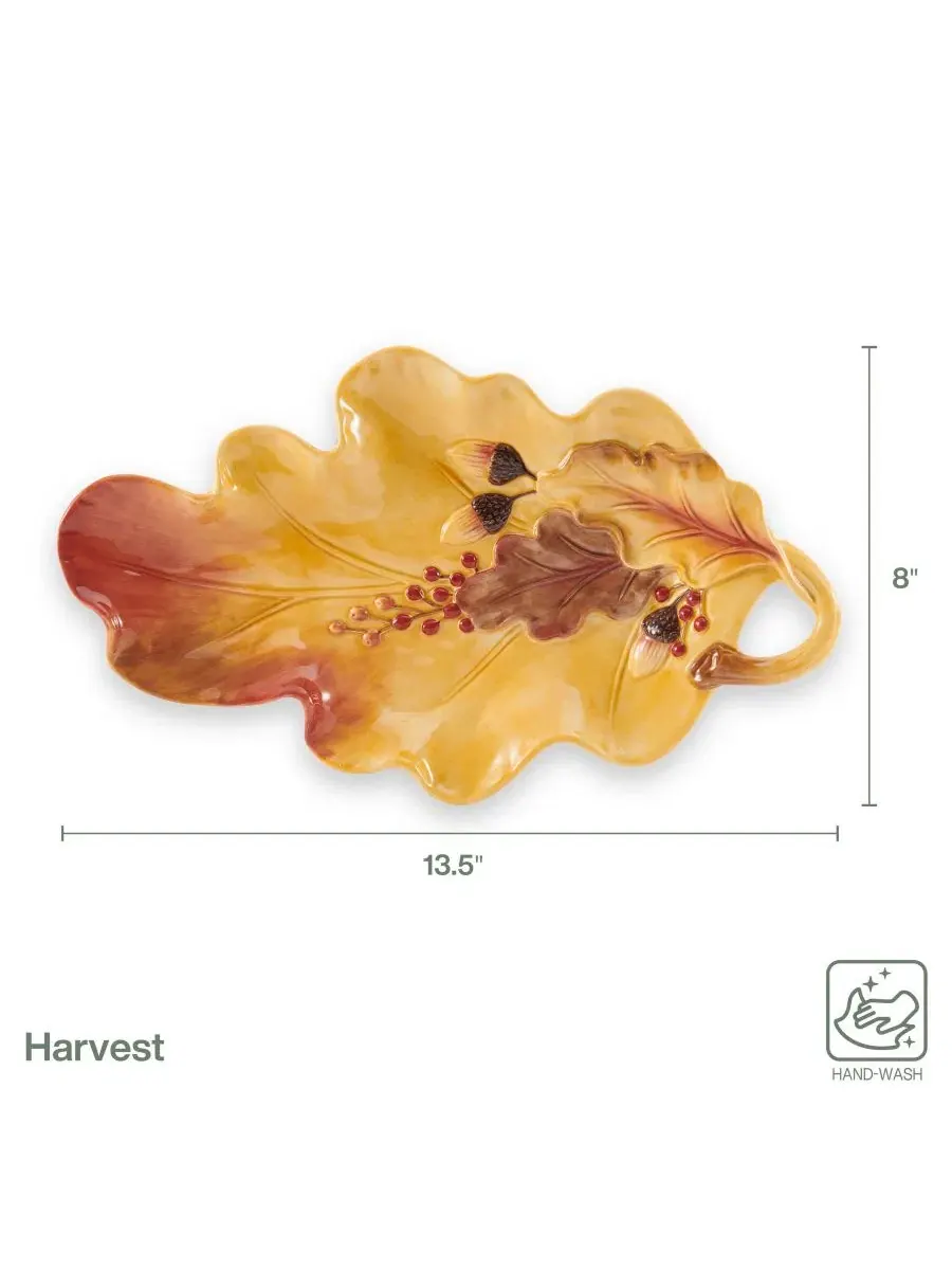 Продолговатое сервировочное блюдо в форме осеннего листа Harvest Thanksgiving Tray Fitz and Floyd — изображение 5 из 5