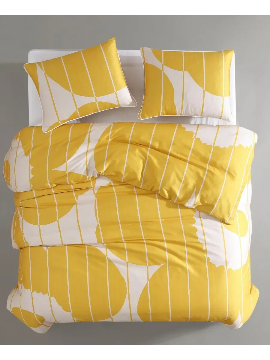 Vesi Unikko Хлопковый сатин 3 шт. Комплект пододеяльников, размер King Marimekko — изображение 9 из 10, желтый