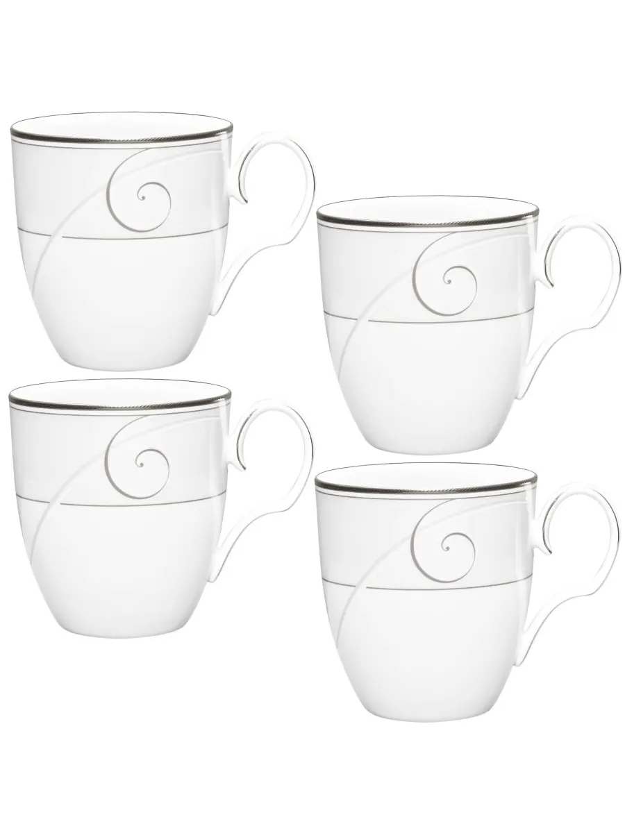 Набор из 4 кружек Platinum Wave, 15 унций Noritake — изображение 1 из 1, белый