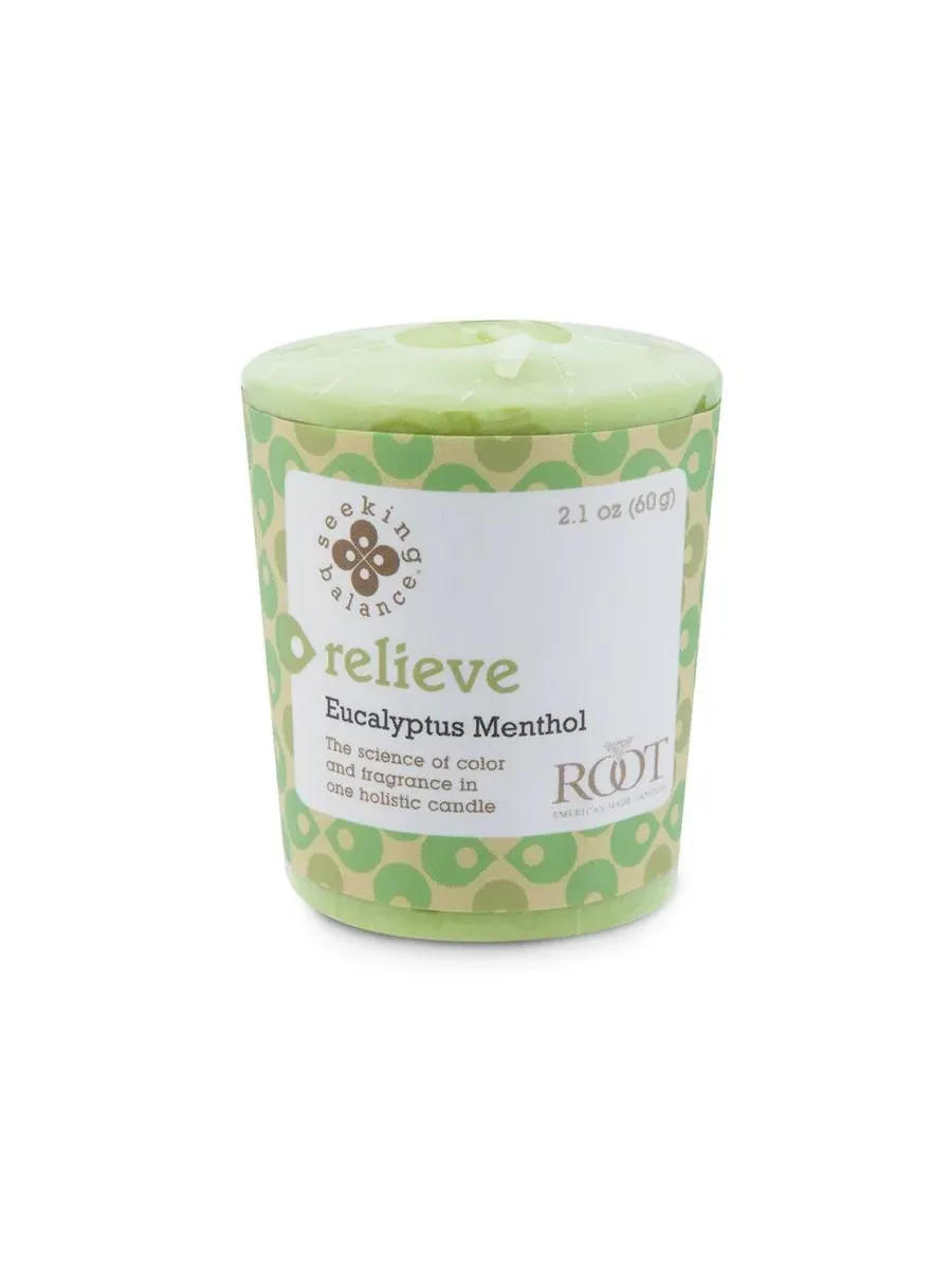 Набор из 18 свечей-вотивов Seeking Balance Votive Relieve-Eucalyptus Menthol ROOT CANDLES — изображение 2 из 3, мята
