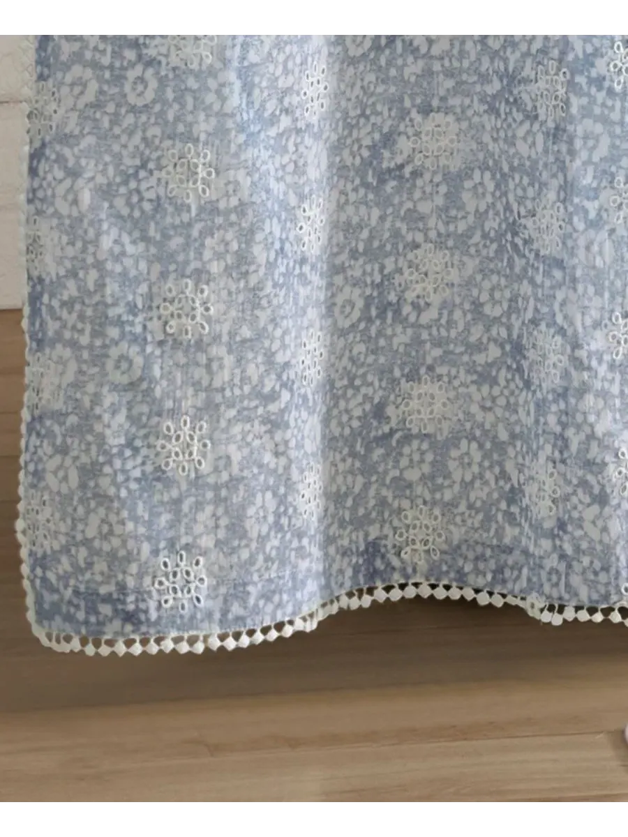 Шторка для душа из хлопка с принтом Ikat Eyelet Peri Home — изображение 3 из 4, синий