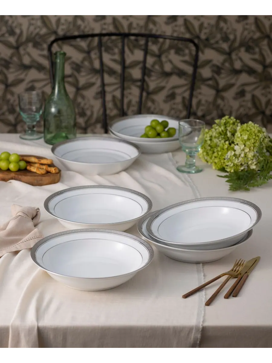 Noritake Набор из 4 обеденных тарелок Crestwood Platinum с ободком, рассчитанный на 4 персоны — изображение 2 из 4