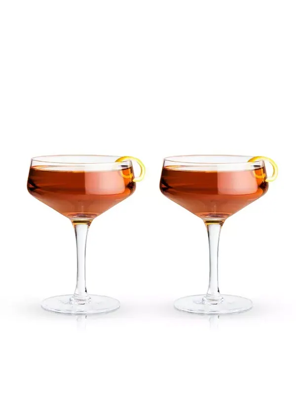 Набор из 2 угловых хрустальных бокалов Raye по 7 унций Viski — прозрачный