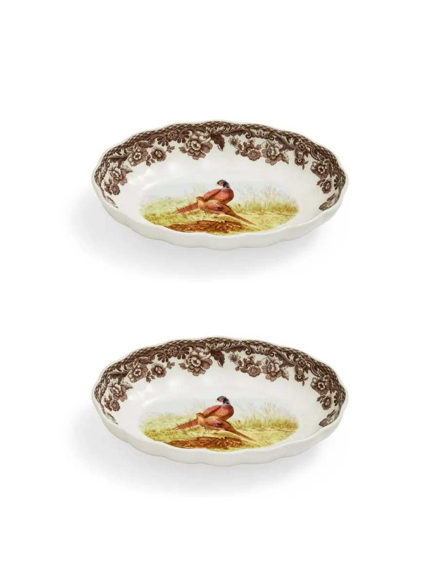 Овальные рифленые тарелки с изображением лесного фазана, набор из 2 штук Spode