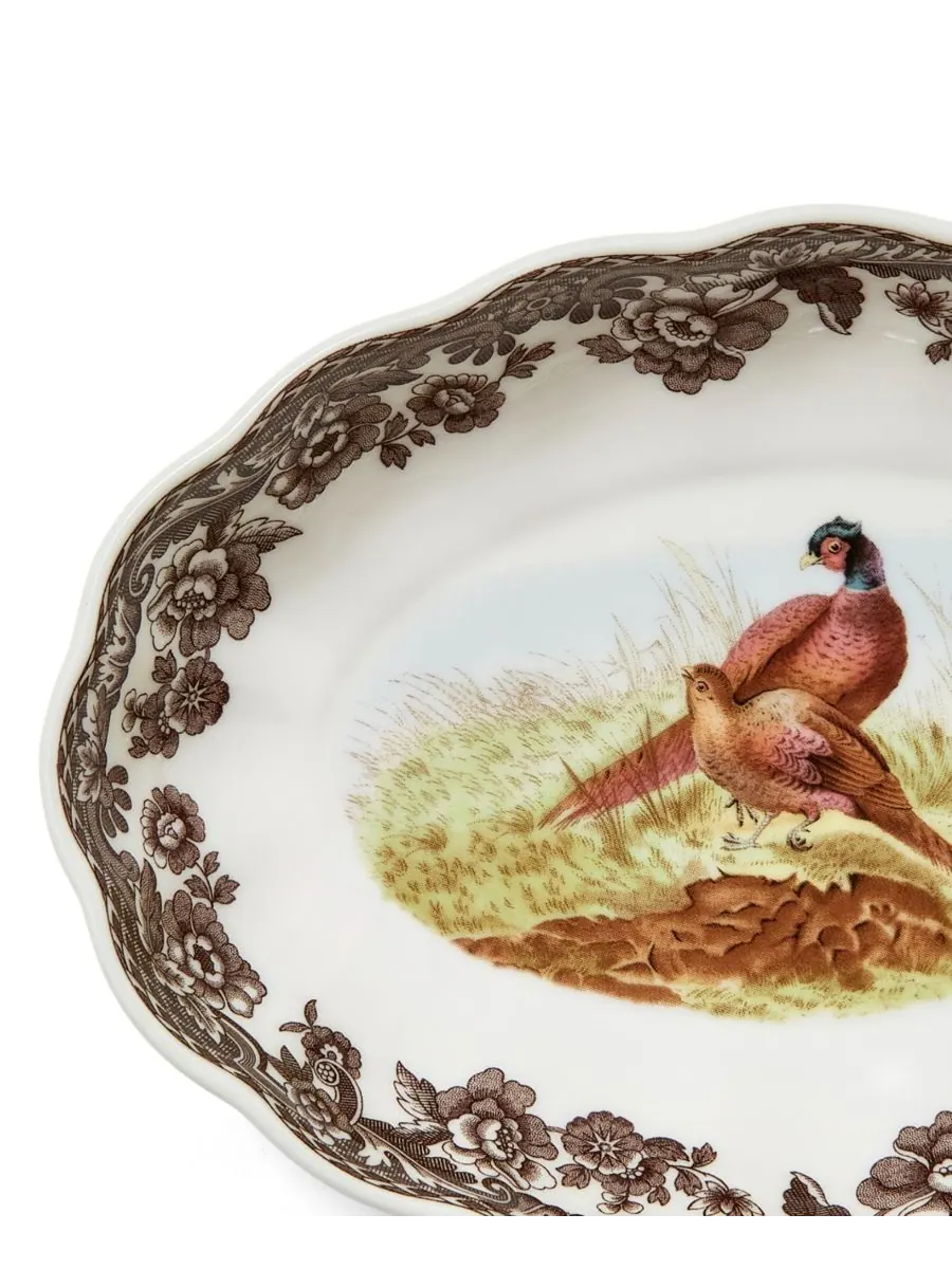 Овальные рифленые тарелки с изображением лесного фазана, набор из 2 штук Spode — изображение 5 из 6, коричневый