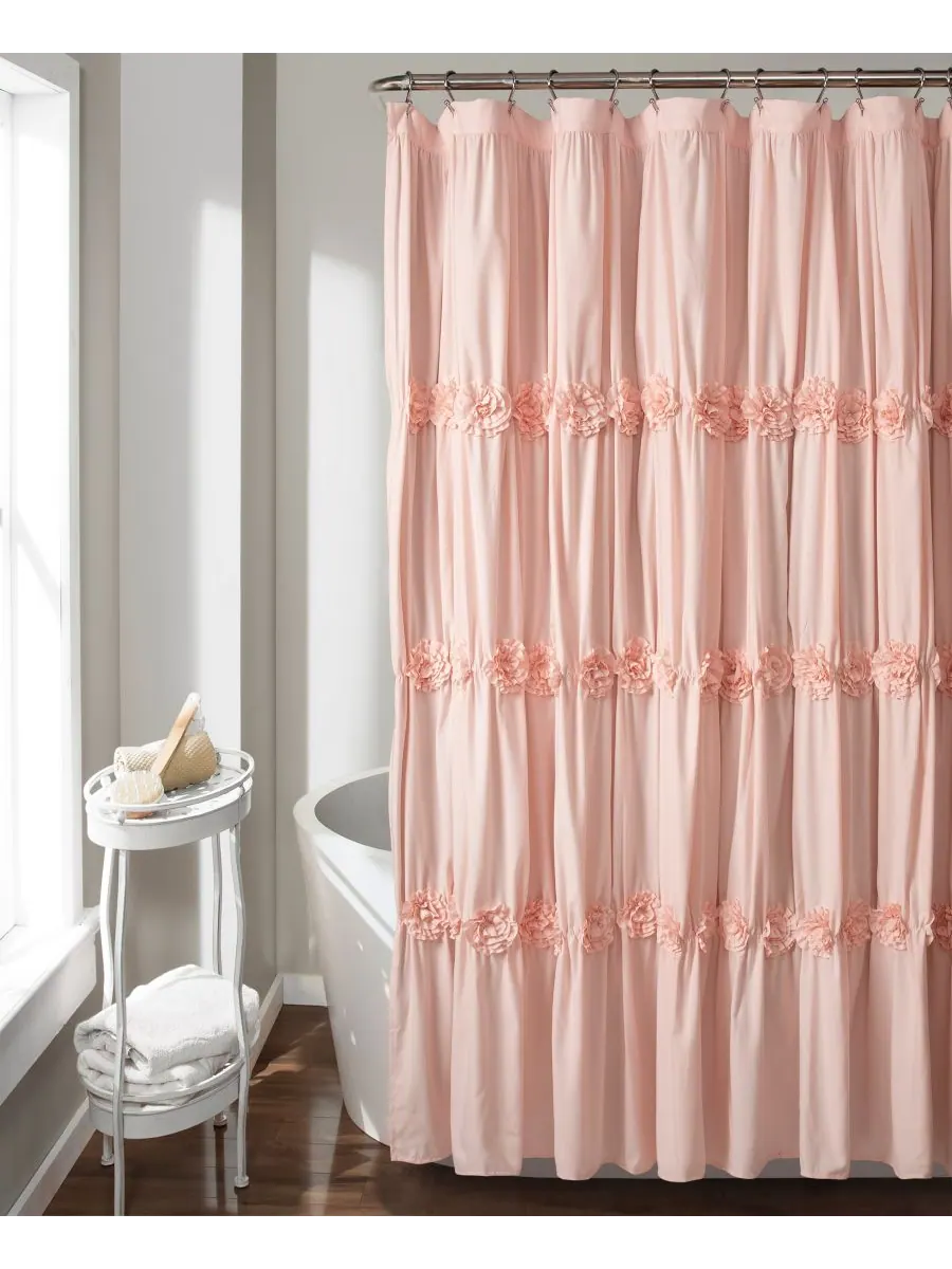 Занавеска для душа Darla, 72" x 72" Lush Décor — изображение 1 из 6, пудровый розовый