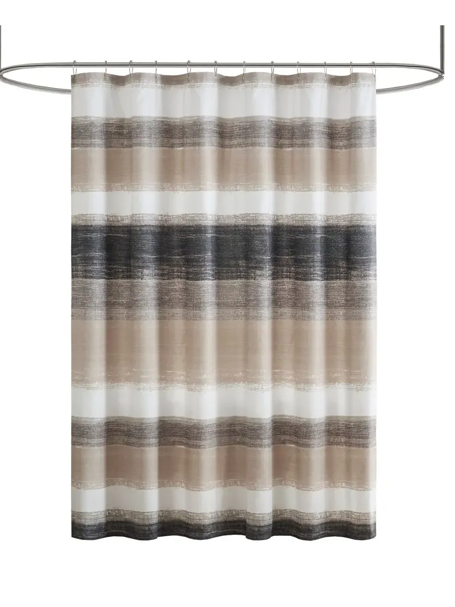 Шторка для душа Saben в полоску, 183 см x 183 см Madison Park Essentials — изображение 1 из 8, черный