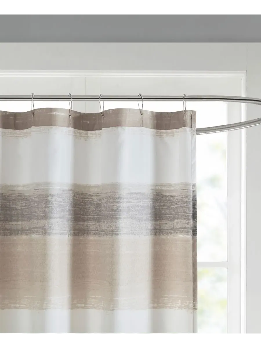 Шторка для душа Saben в полоску, 183 см x 183 см Madison Park Essentials — изображение 3 из 8, черный