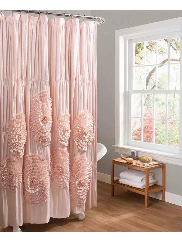 Штора для душа Serena, 72 x 72 дюйма Lush Décor — изображение 1 из 4, пудровый розовый