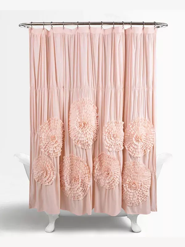 Штора для душа Serena, 72 x 72 дюйма Lush Décor — изображение 2 из 4, пудровый розовый
