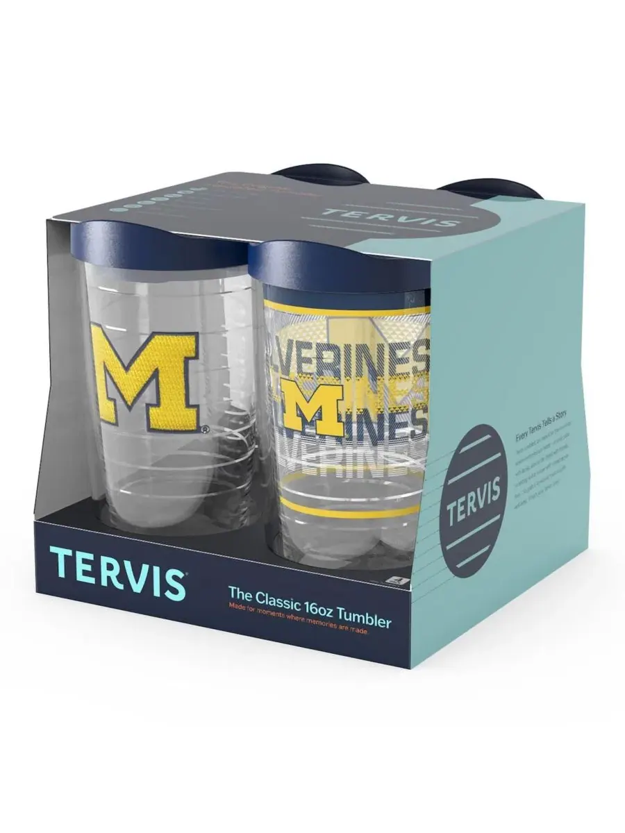 Набор из 4 стаканов Tervis Classic 16 унций с эмблемой Michigan Wolverines, 473 мл Tervis — изображение 2 из 5, нет цвета