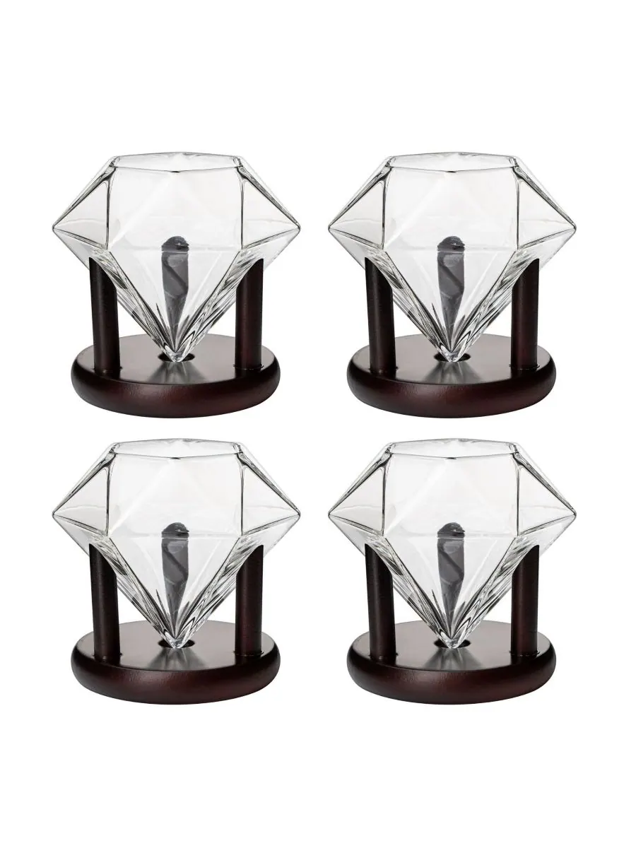 Набор из 4 деревянных подставок для бокалов Diamond Glasses — изображение 2 из 3, прозрачный