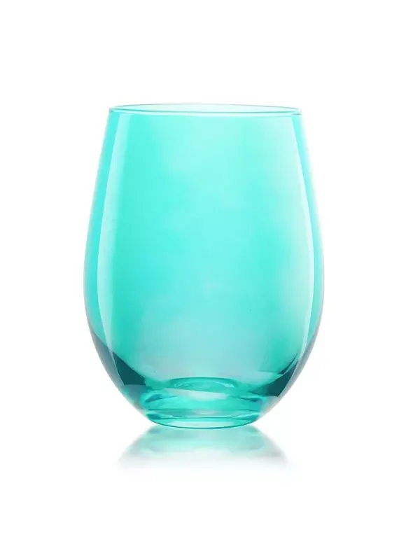 Бокалы для вина Carnival без ножек, 19 унций, набор из 4 шт. Qualia Glass — изображение 2 из 4, бирюзовый
