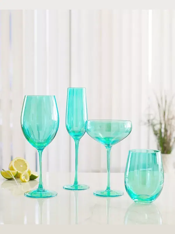 Бокалы для вина Carnival без ножек, 19 унций, набор из 4 шт. Qualia Glass — изображение 3 из 4, бирюзовый
