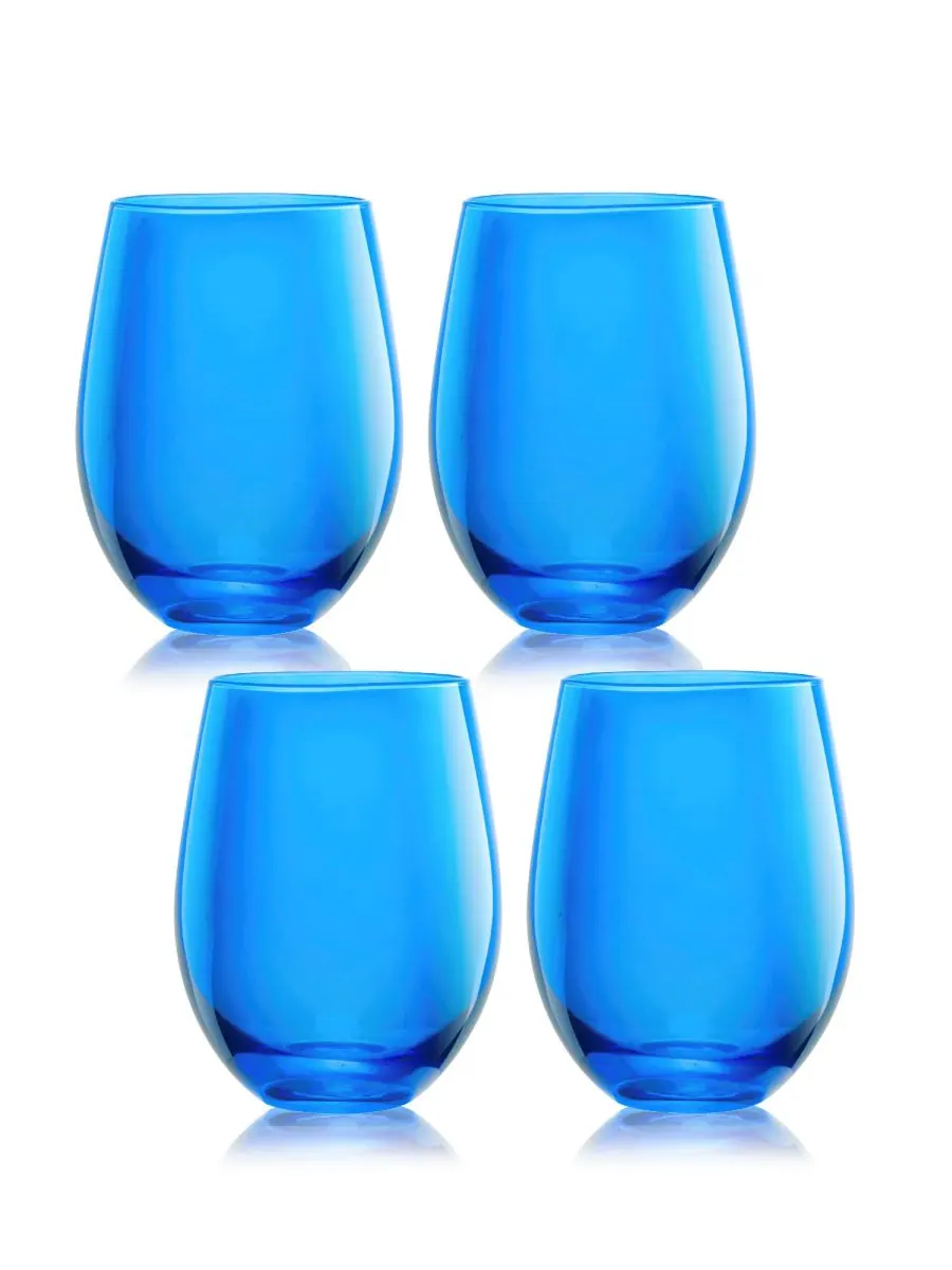 Набор из 4 бокалов для вина Carnival без ножки, объемом 19 унций Qualia Glass — изображение 1 из 3, синий
