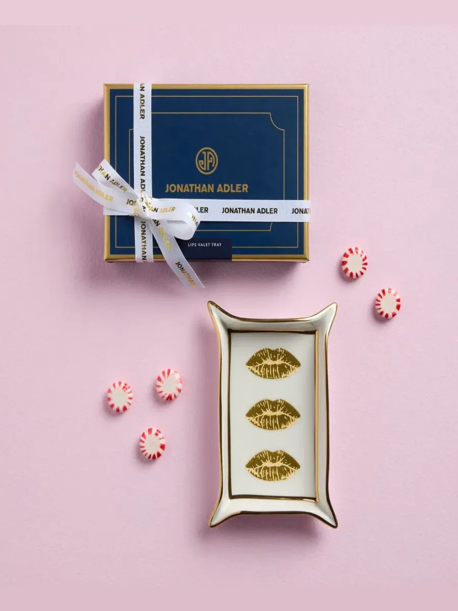 Поднос для мелочей Lips с принтом губ Jonathan Adler — изображение 4 из 4, белый золотистый