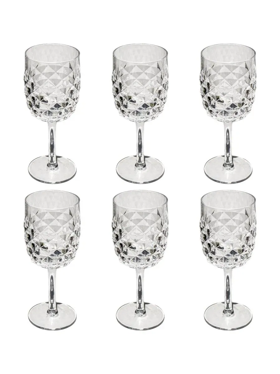 Набор из 6 бокалов для вина Diamond Cut Abode Homewares — изображение 1 из 5, прозрачный