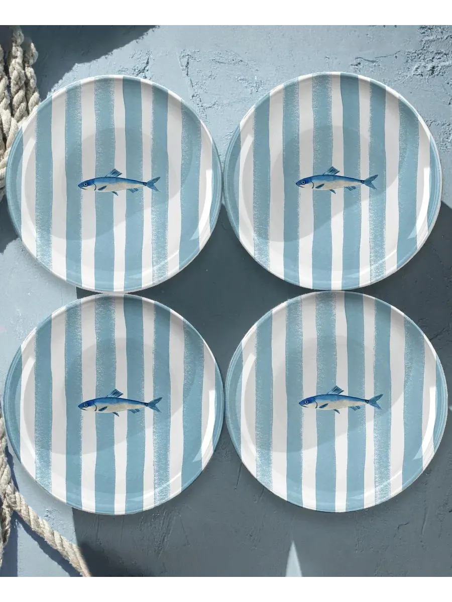 Набор салатных тарелок NewWave Melamine Stripe Abode Homewares — изображение 3 из 5, синий