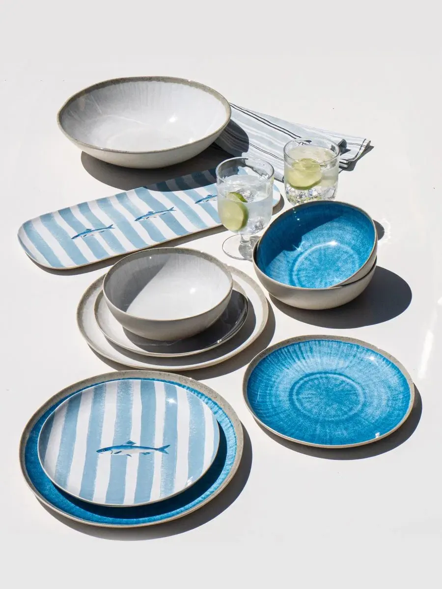 Набор салатных тарелок NewWave Melamine Stripe Abode Homewares — изображение 4 из 5, синий