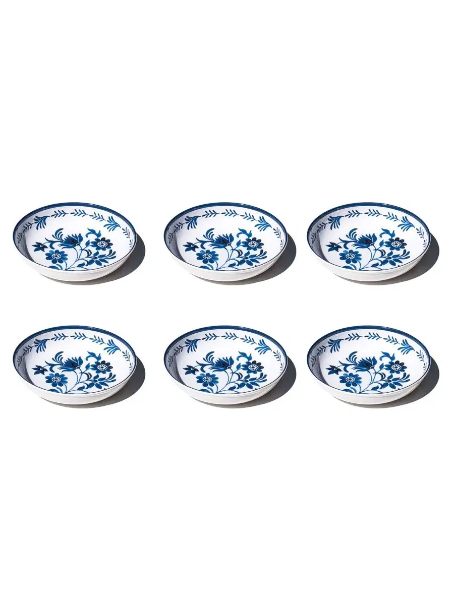 Набор низких мисок с цветочным узором Medallion Flower NewWave Melamine, 6 шт Abode Homewares — изображение 1 из 4, синий