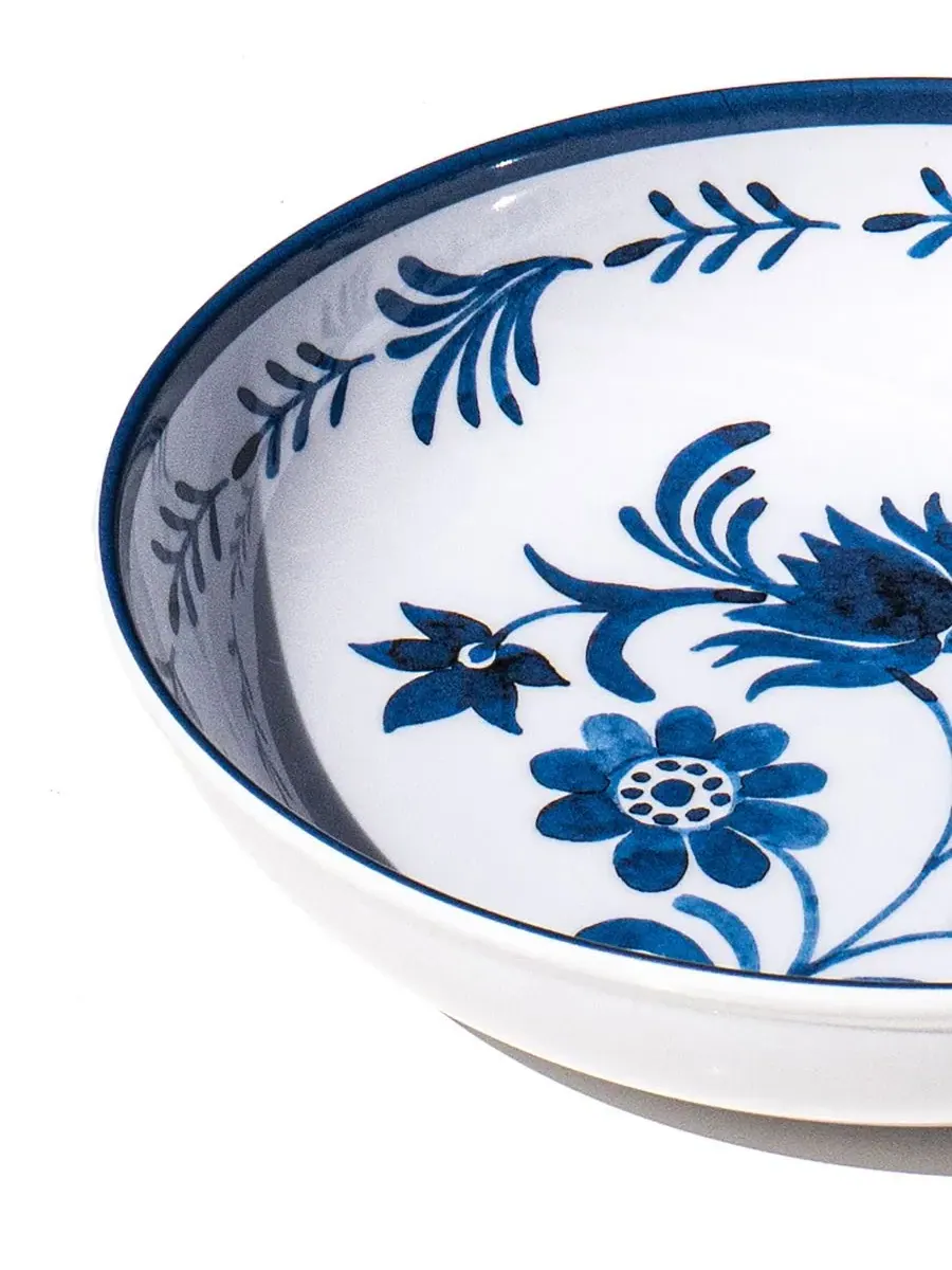 Набор низких мисок с цветочным узором Medallion Flower NewWave Melamine, 6 шт Abode Homewares — изображение 3 из 4, синий