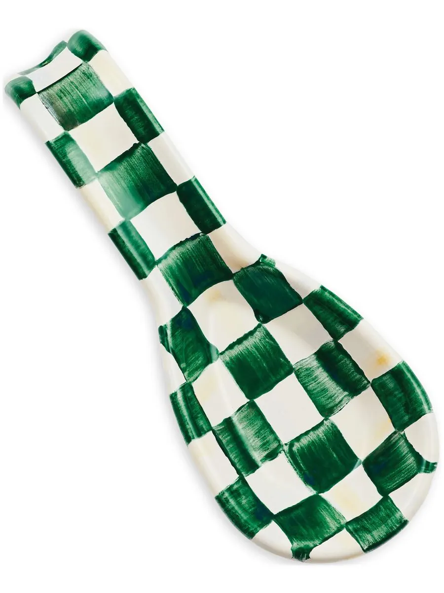 MacKenzie-Childs Подставка для ложки Emerald Check — изображение 1 из 2, изумруд
