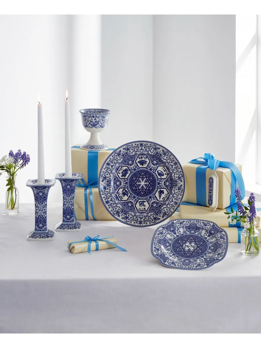 Иудаика Мазел Тов Тарелка на удачу Spode — изображение 2 из 4, синий