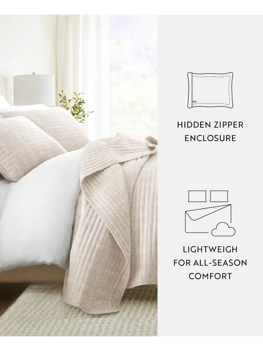Двустороннее одеяло с геометрическим узором, 3 предмета, размер King/California King ienjoy Home — изображение 5 из 8