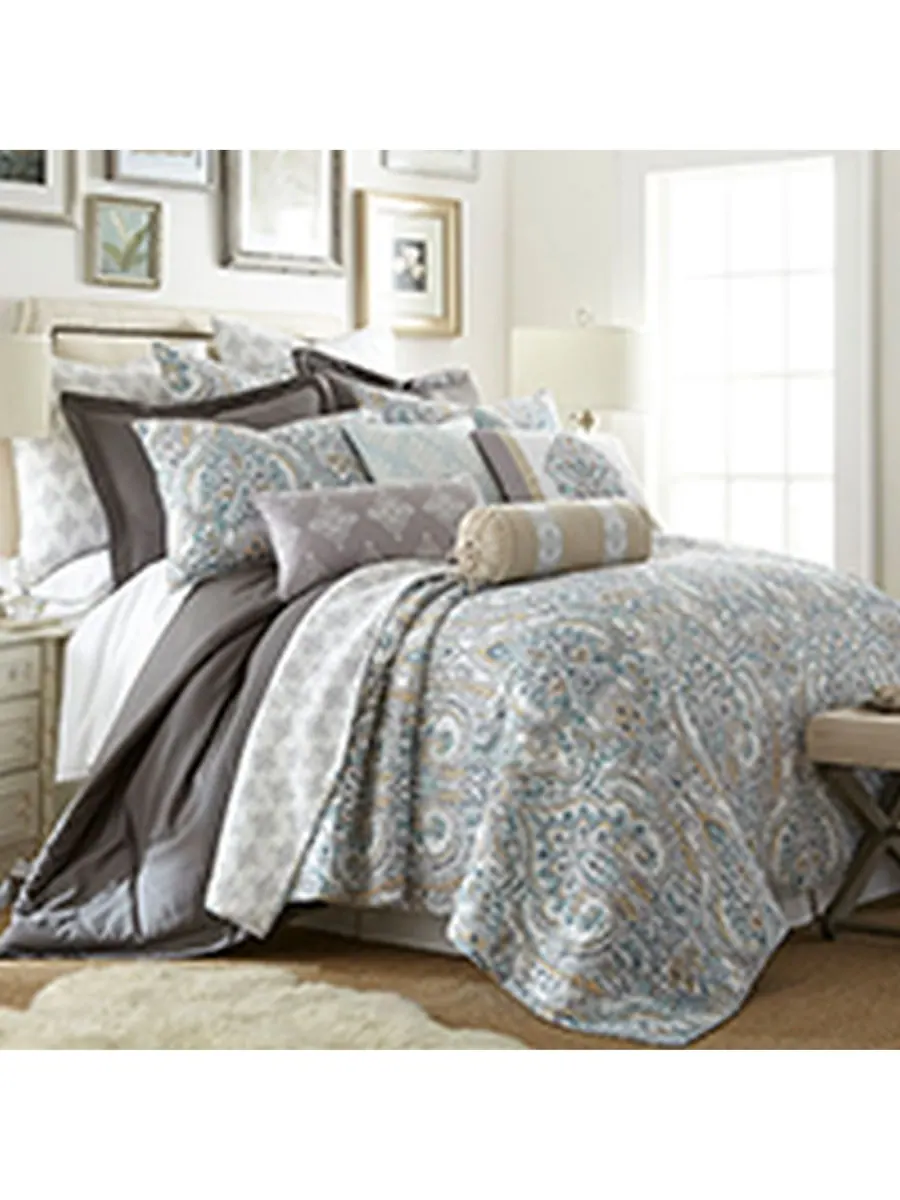 Двустороннее одеяло Rome Damask, 3 предмета, размер Full/Queen Levtex — изображение 3 из 3, серый