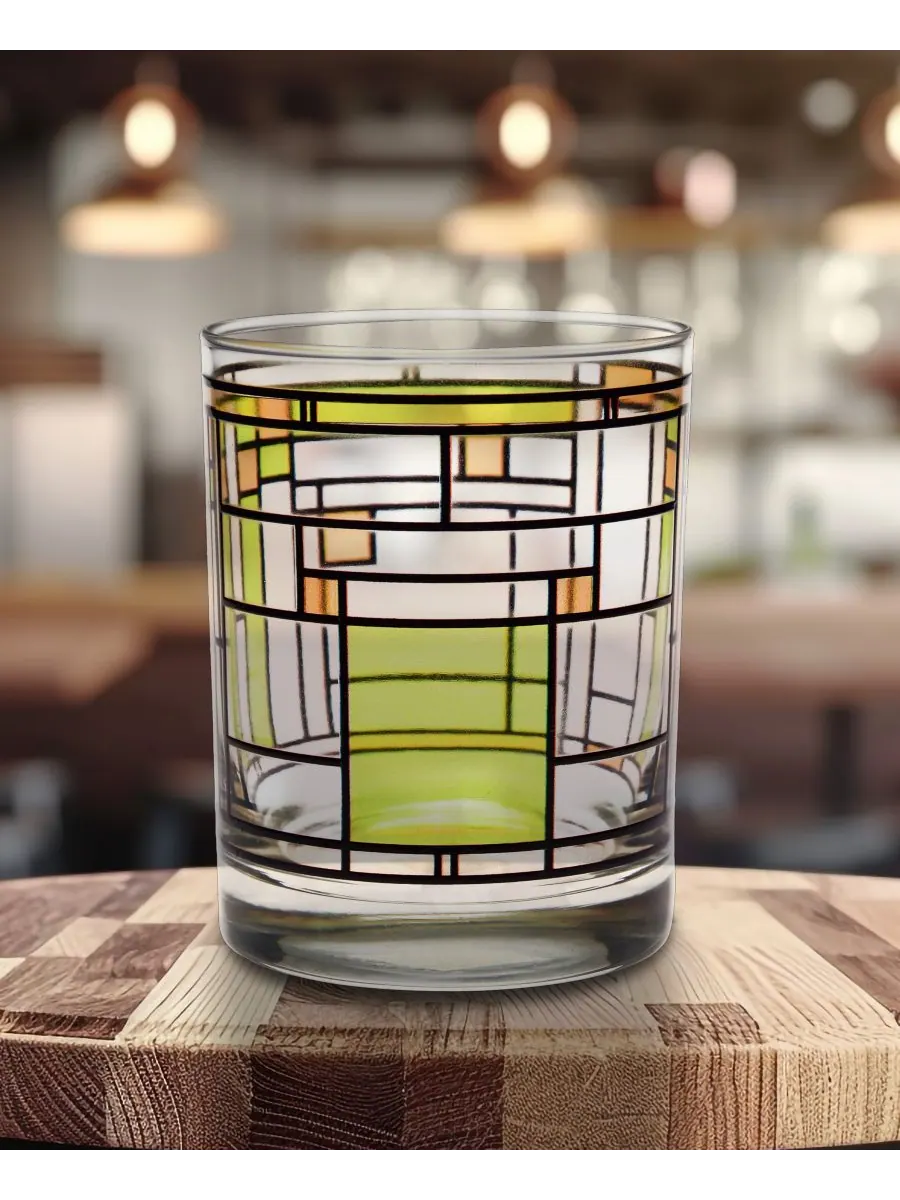 Набор из 4 бокалов для коктейля Oak Park Double Old Fashioned Frank Lloyd Wright — изображение 3 из 3, зеленый
