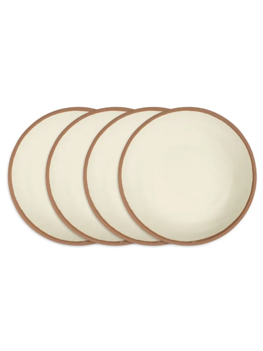 Набор из 4 обеденных тарелок Potter Terracotta Melaboo из терракоты Q Squared — изображение 1 из 4, бежевый/серый