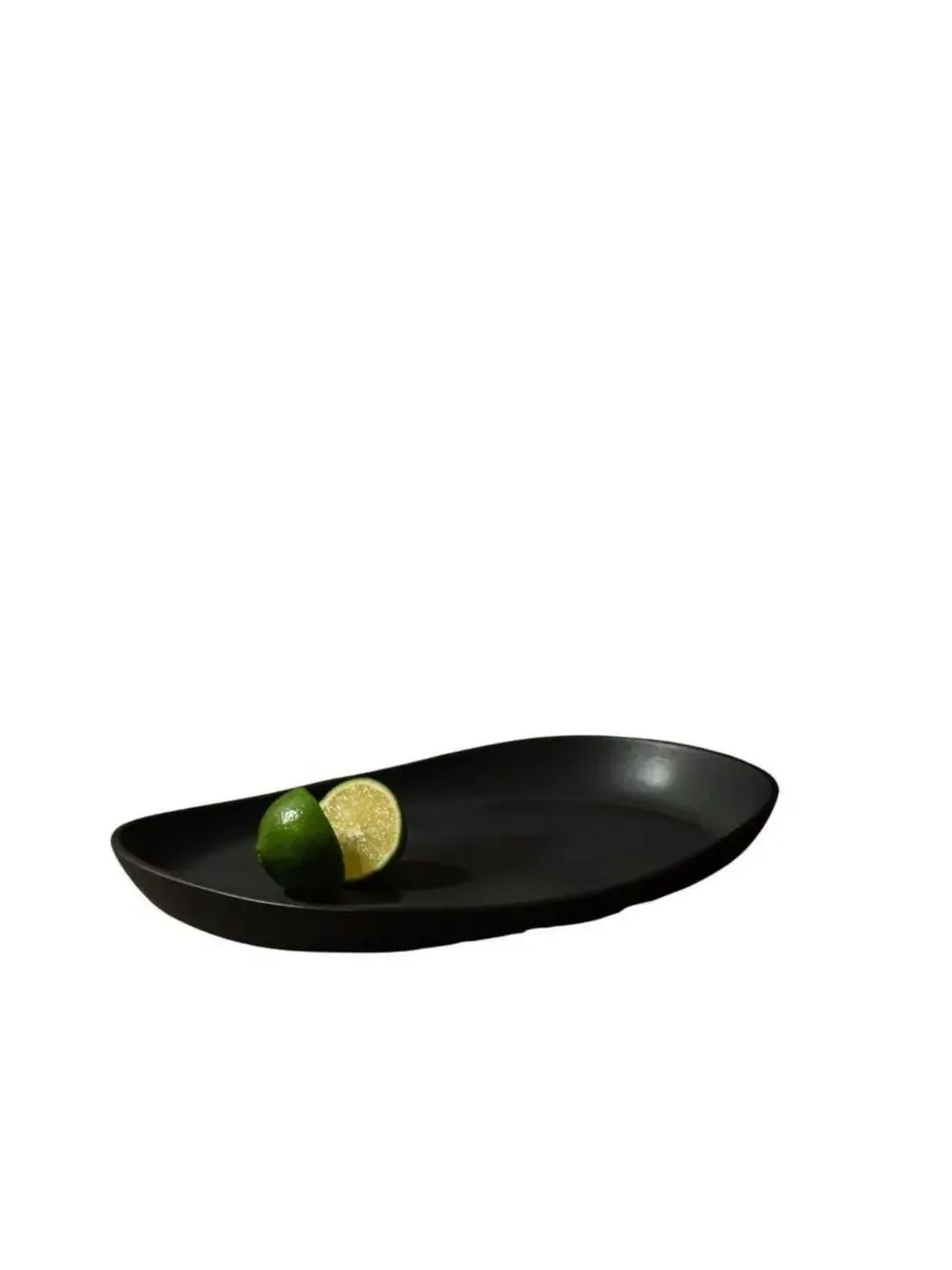 Миниатюрное длинное сервировочное блюдо из каменной керамики Gharyan Stoneware — черный