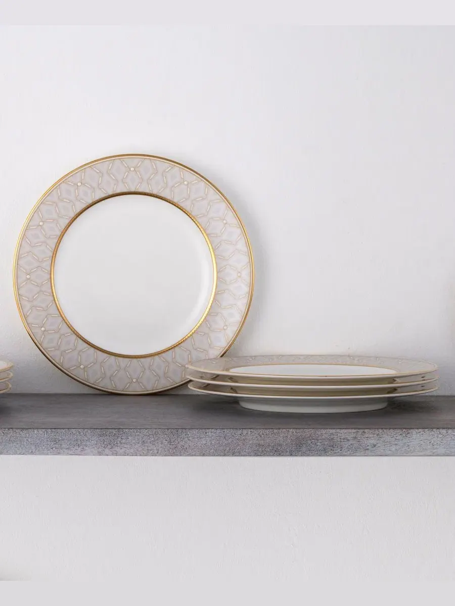 Набор из 4 салатниц Noble Pearl, диаметр 22 см Noritake — изображение 2 из 13, белый золотистый
