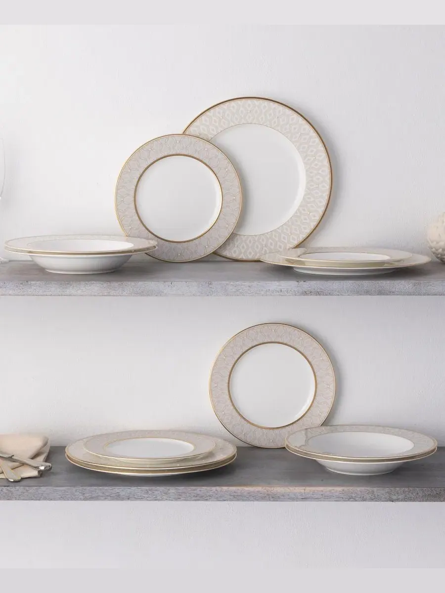 Набор из 4 салатниц Noble Pearl, диаметр 22 см Noritake — изображение 13 из 13, белый золотистый