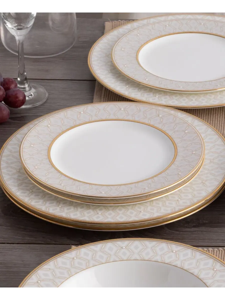 Набор из 4 салатниц Noble Pearl, диаметр 22 см Noritake — изображение 8 из 13, белый золотистый