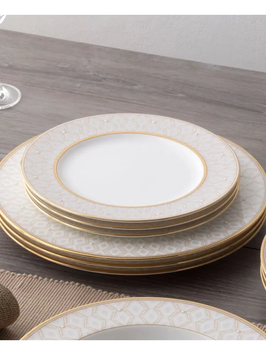 Набор из 4 салатниц Noble Pearl, диаметр 22 см Noritake — изображение 9 из 13, белый золотистый