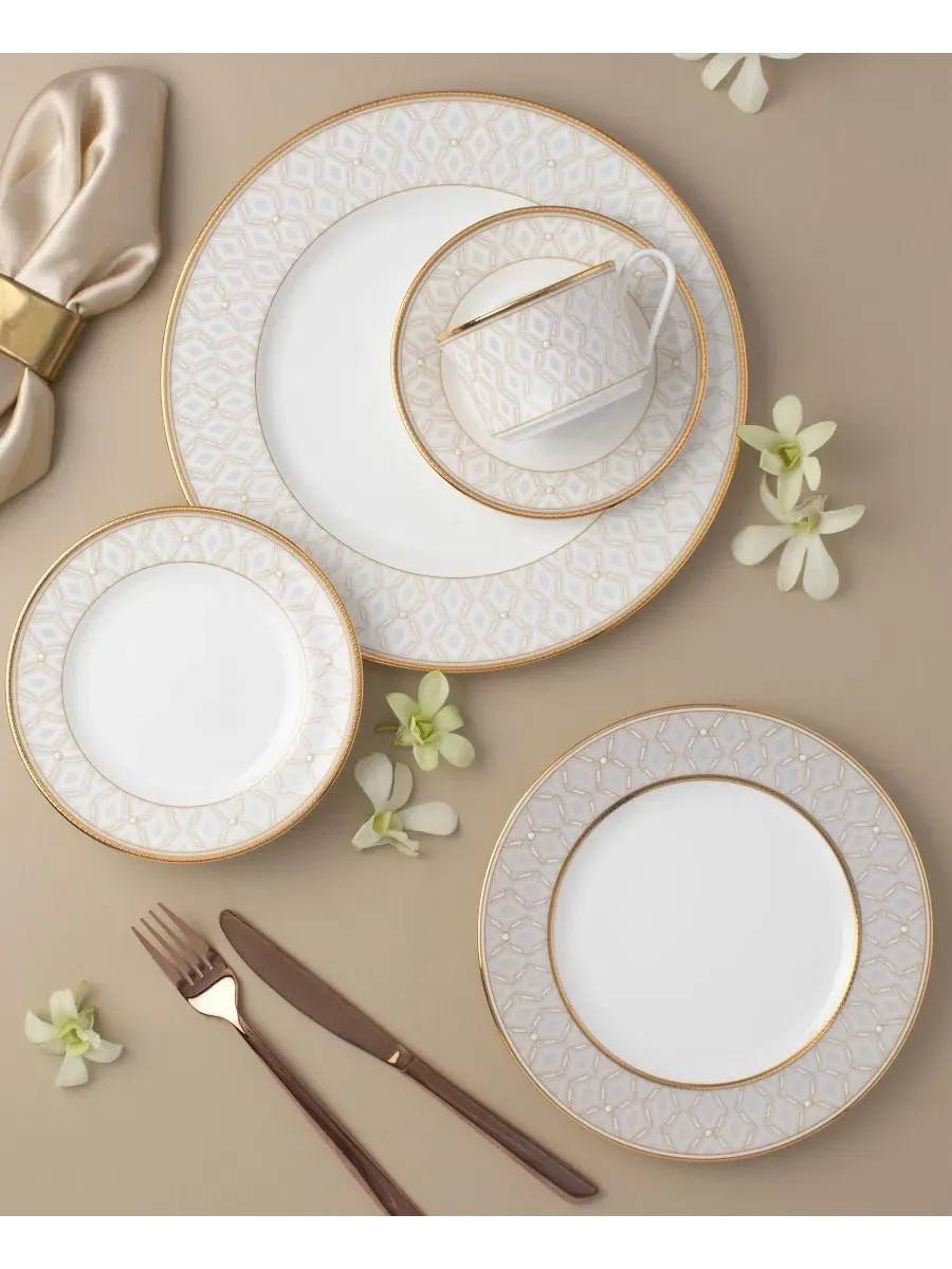 Набор из 4 салатниц Noble Pearl, диаметр 22 см Noritake — изображение 10 из 13, белый золотистый