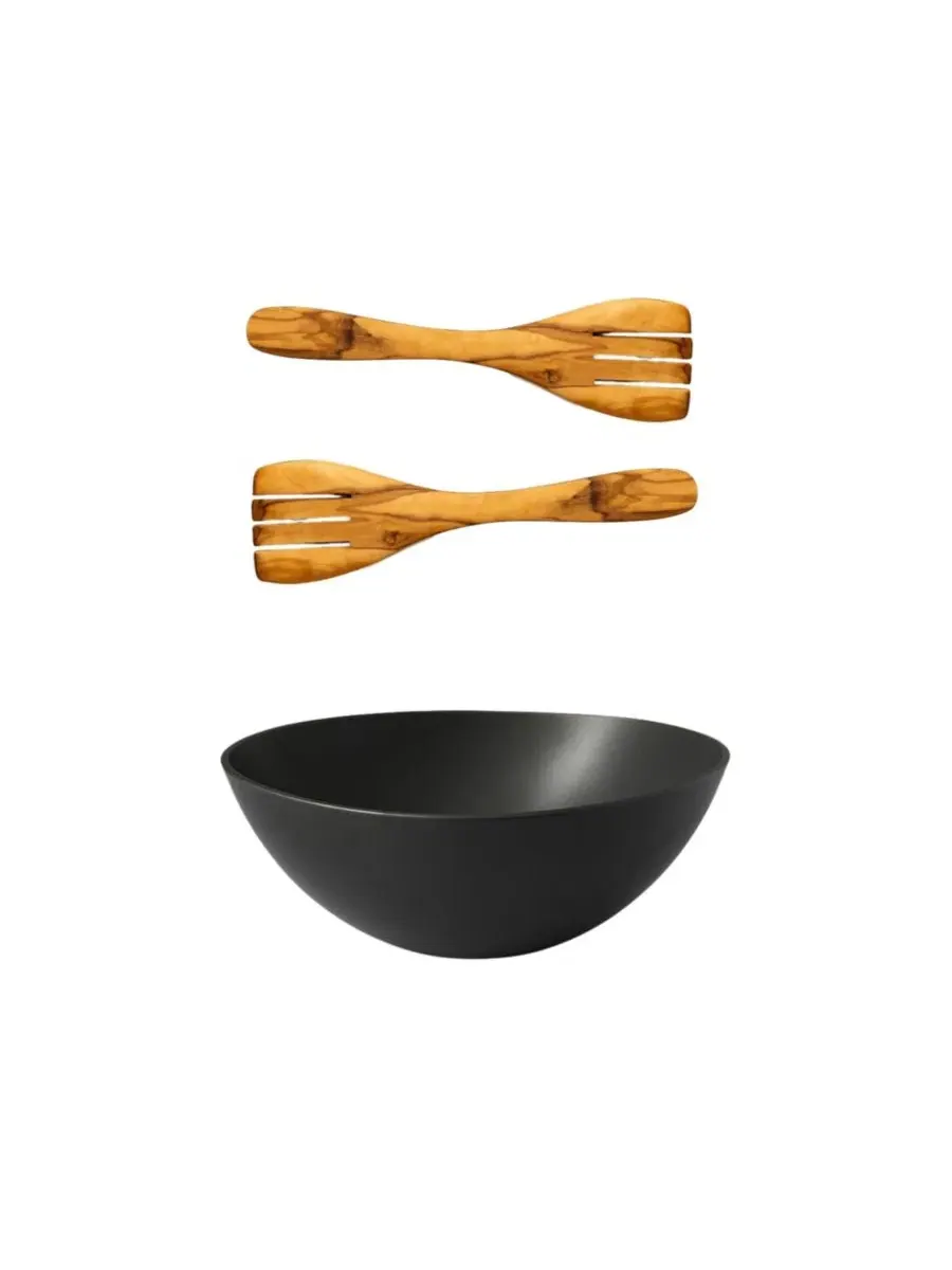 Набор для салата из эмалированной керамики The Salad Essential Gharyan Stoneware — черный