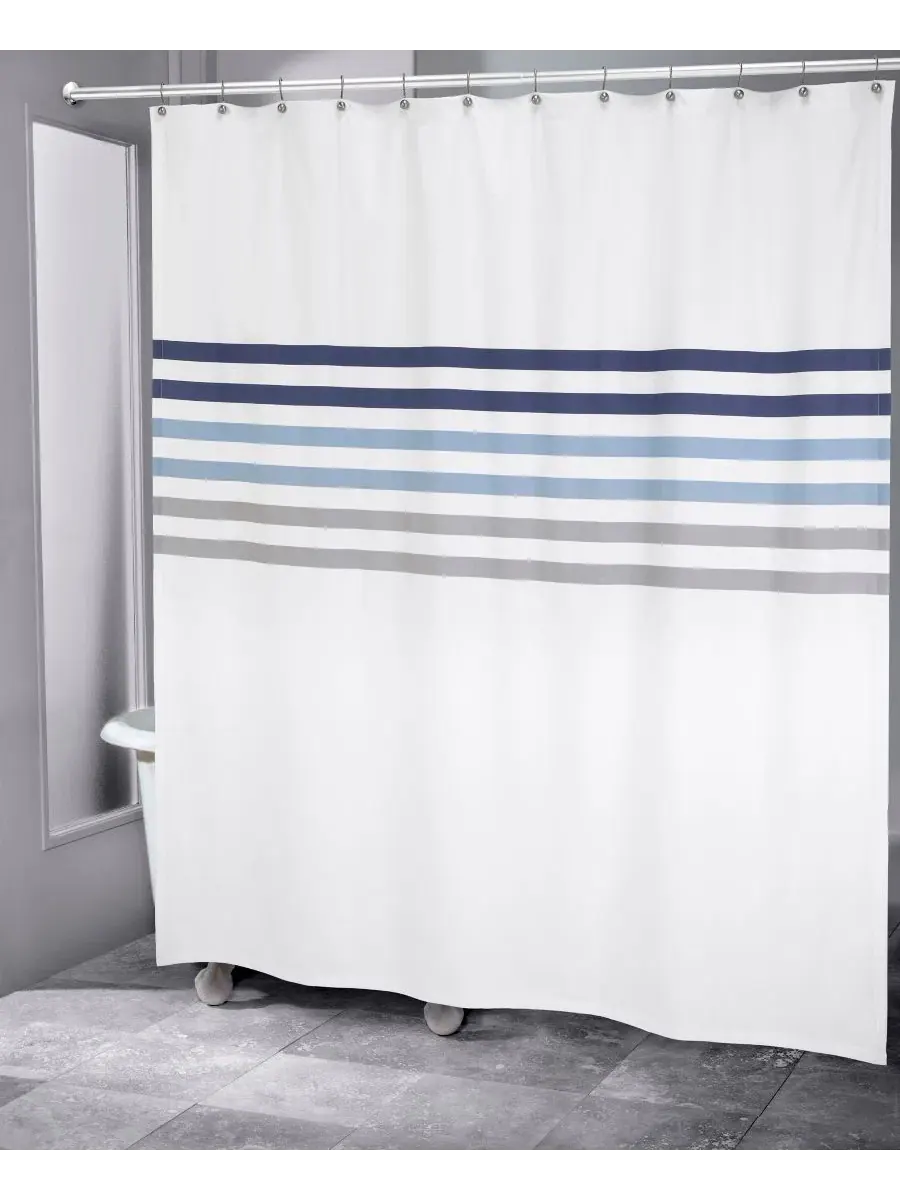 Шторка для душа Augusta Stripe, 183 см x 183 см Izod — изображение 1 из 4, белый