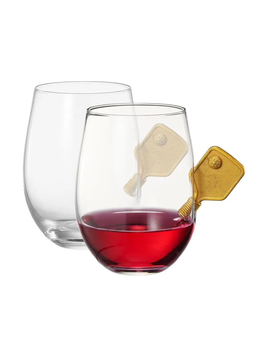 Набор из 2 хрустальных бокалов для вина без ножки для игры в пиклбол The Wine Savant — изображение 1 из 5, прозрачный