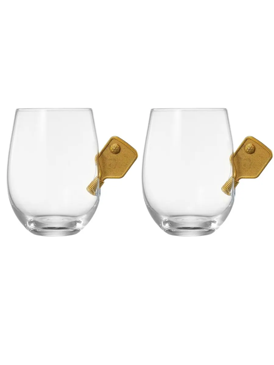 Набор из 2 хрустальных бокалов для вина без ножки для игры в пиклбол The Wine Savant — изображение 2 из 5, прозрачный