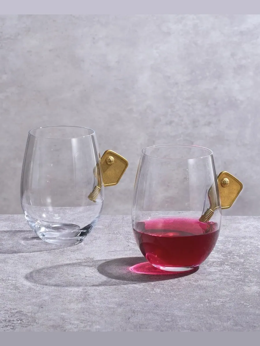 Набор из 2 хрустальных бокалов для вина без ножки для игры в пиклбол The Wine Savant — изображение 5 из 5, прозрачный