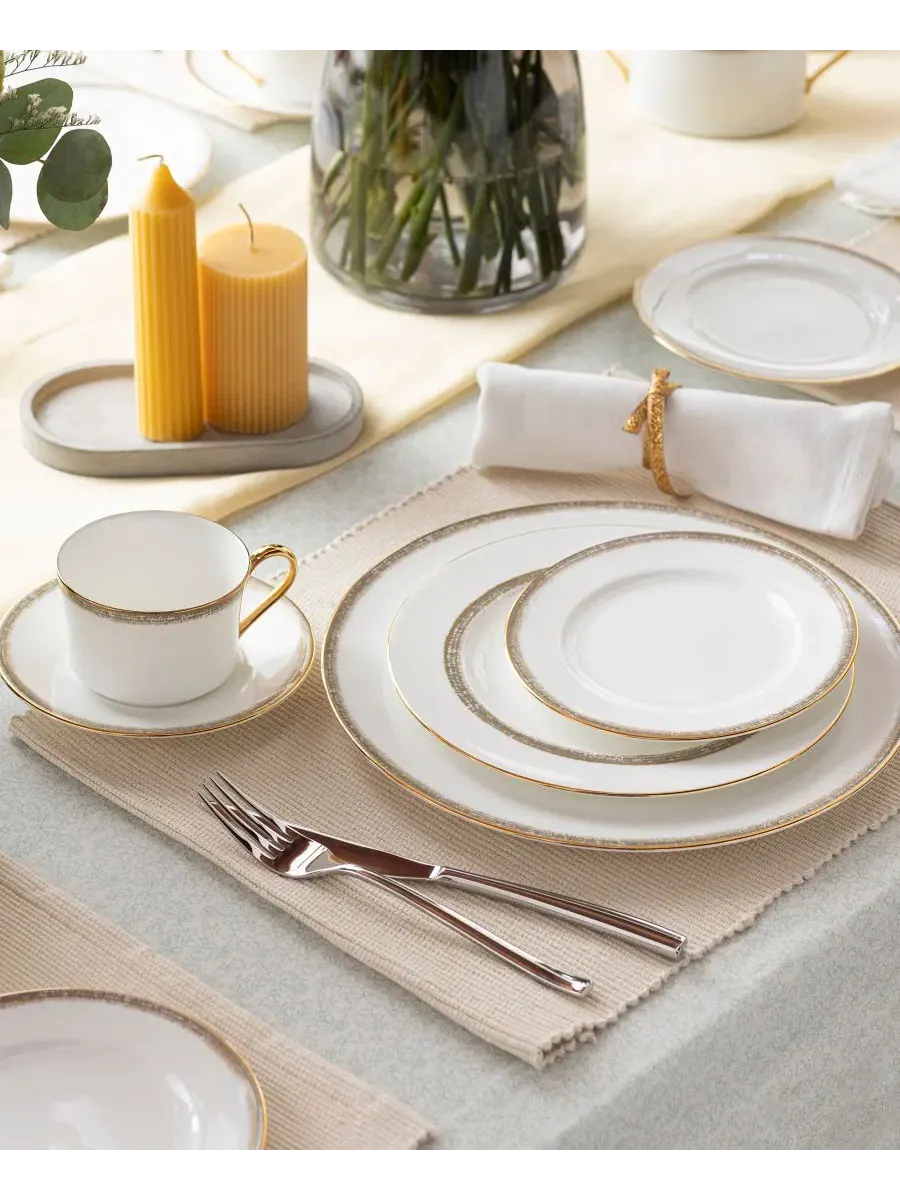 Набор из 4 обеденных тарелок Haku, 28 см Noritake — изображение 6 из 13, белый