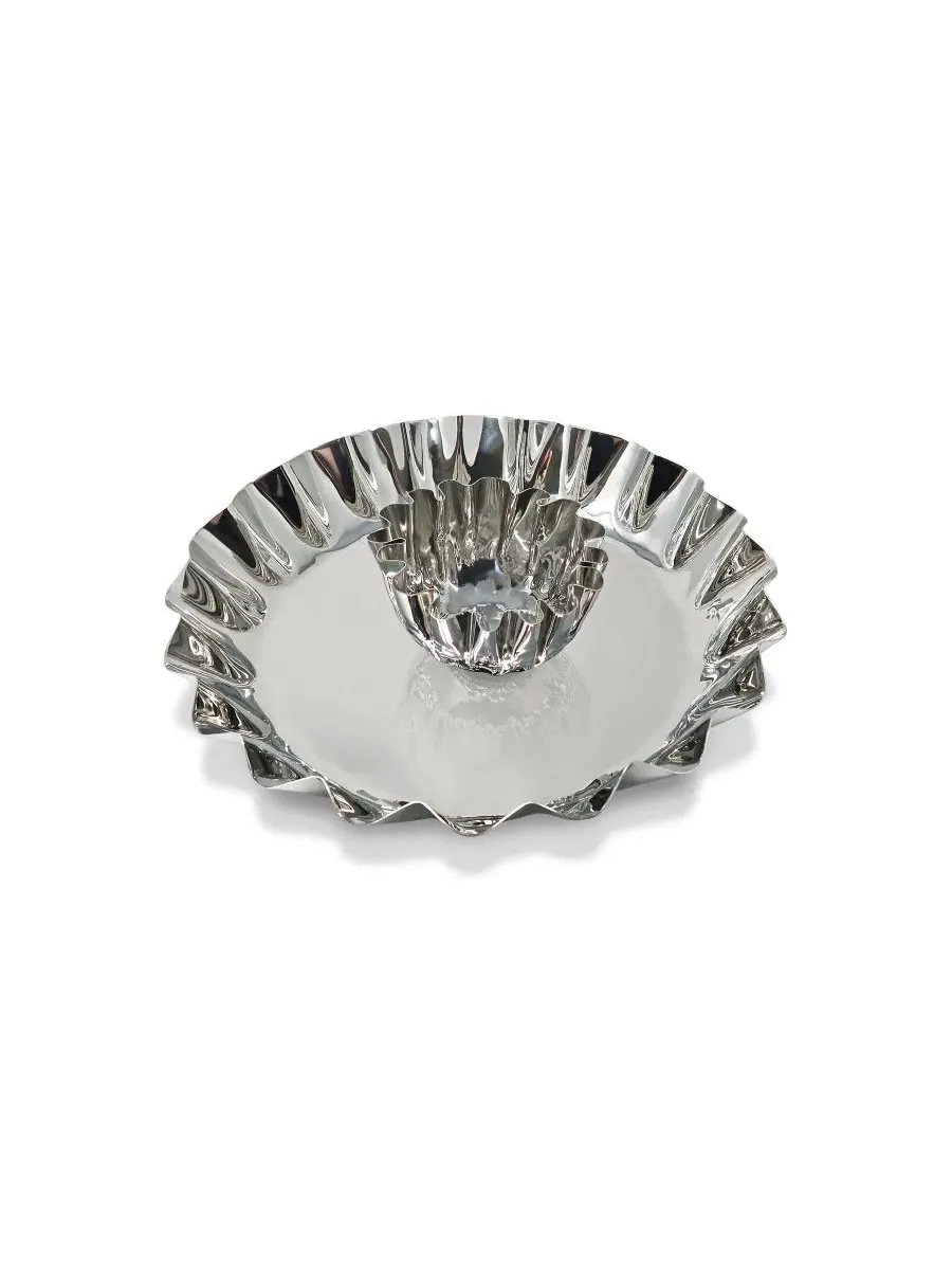 Сервировочная миска для закусок из нержавеющей стали, 36 см Classic Touch — изображение 2 из 3, серебряный