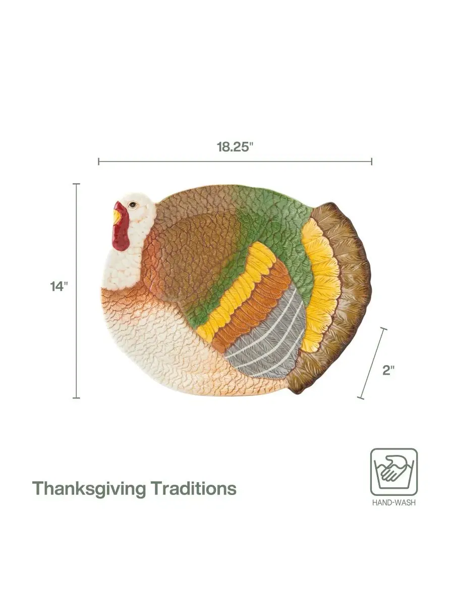 Праздничное блюдо для индейки Thanksgiving Traditions, 46×36 см, керамика Fitz and Floyd — изображение 5 из 5, мульти